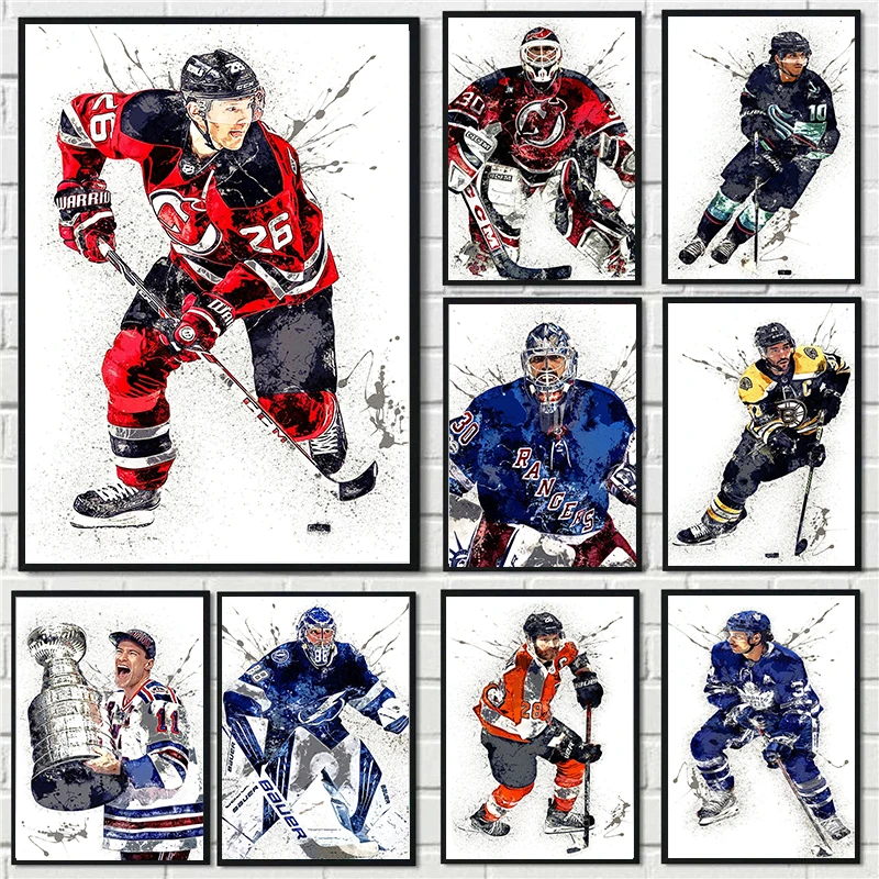 Sports Equipment Poster - Abstract Ice Hockey Portrait Sport Canvas