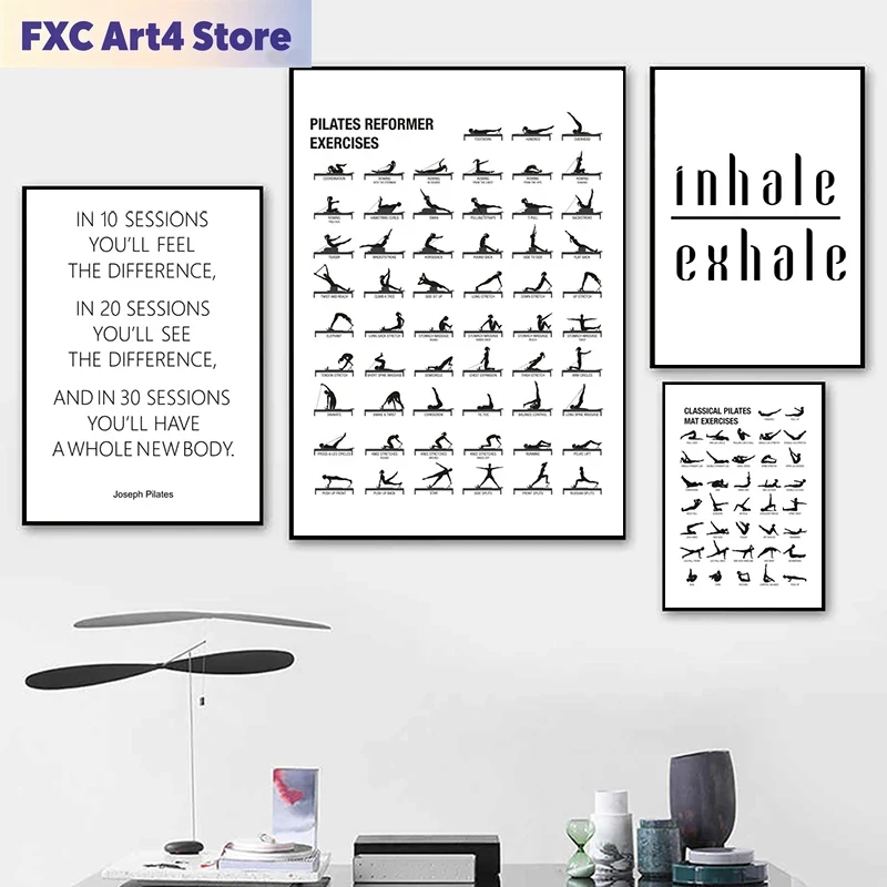 Sports Equipment Poster - Frameloze Pilates Workout Grafiek Poster Canvas