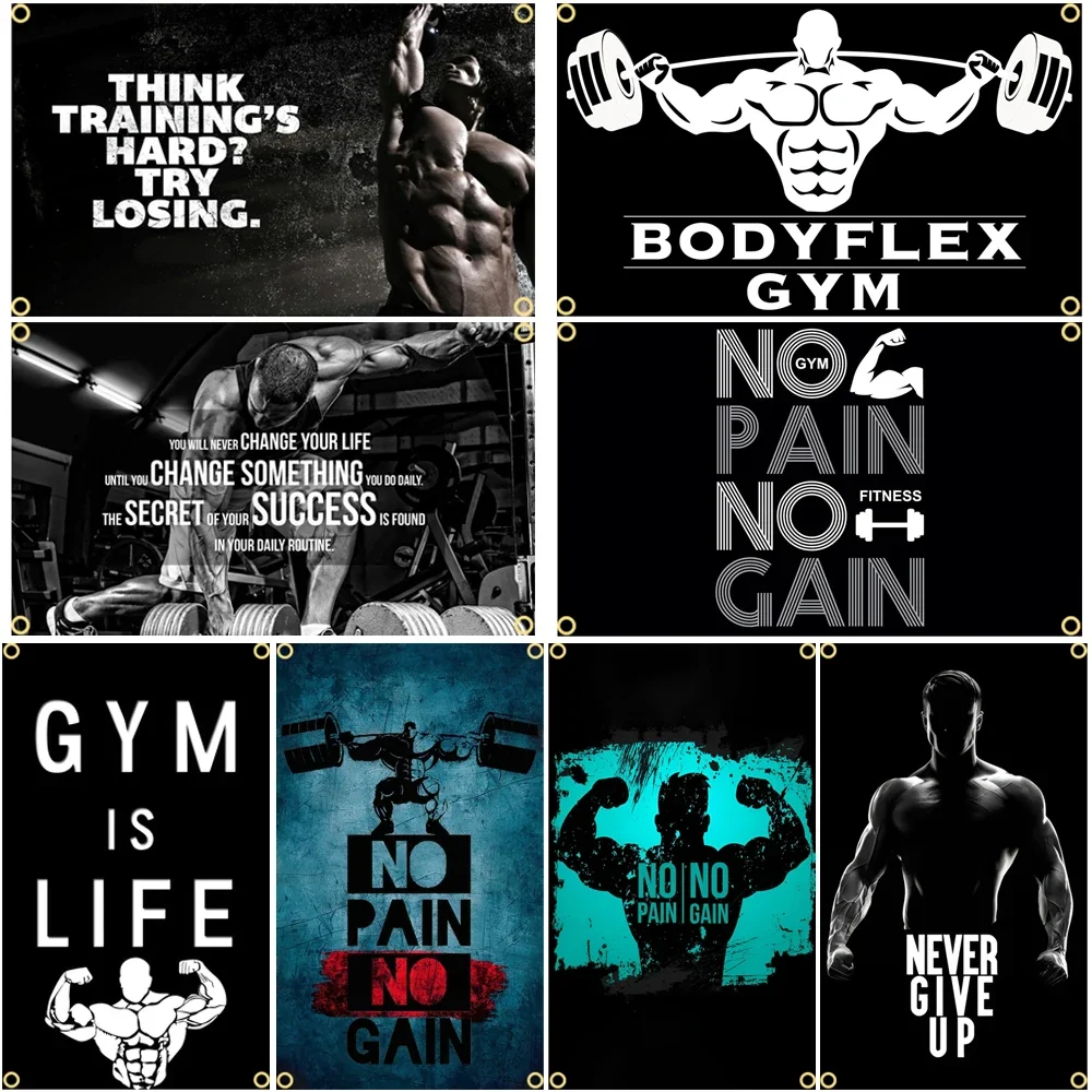 Sports Equipment Poster - GYM Vlag Berichtborden Slogan Oefening Fitness